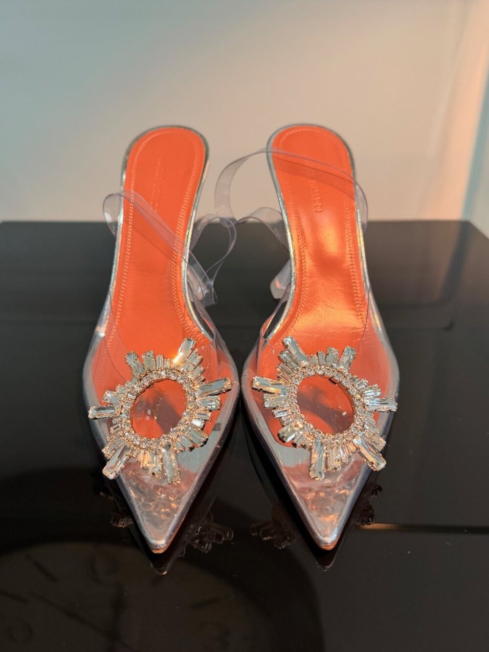 AMINA MUADDI Begum 95MM Crystal-Embellished Slingback Pumps Size 9.5